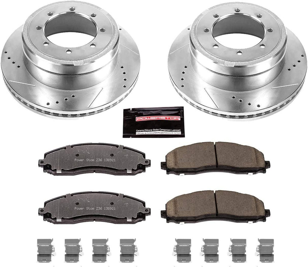 K6406-36 Rear Z36 Truck & Tow Brake Kit, Carbon Fiber Ceramic Brake Pads and Drilled/Slotted Brake Rotors