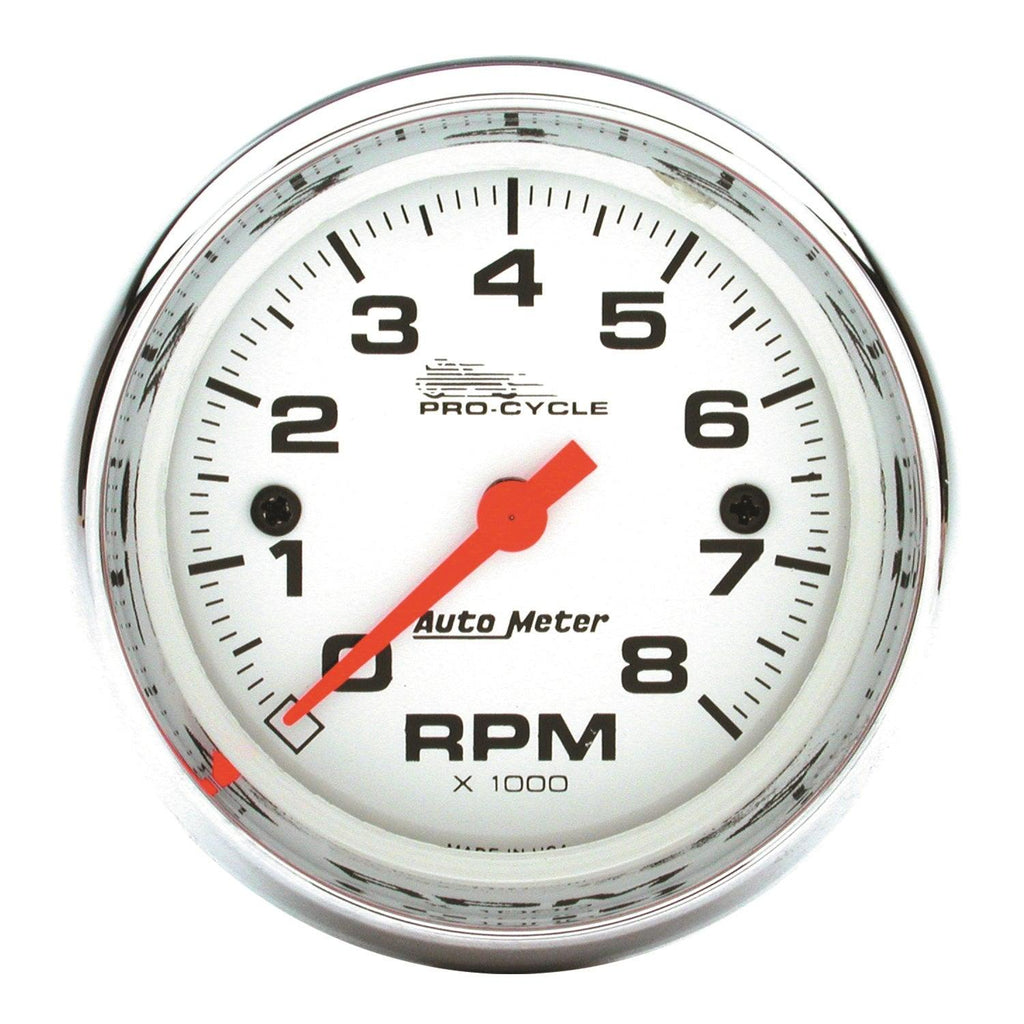 2-5/8 in. TACHOMETER 0-8000 RPM WHITE PRO-CYCLE - greatparts