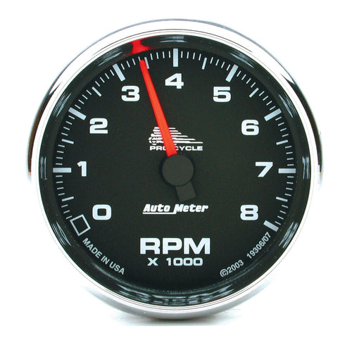 2-5/8 in. TACHOMETER 0-8000 RPM BLACK PRO-CYCLE - greatparts