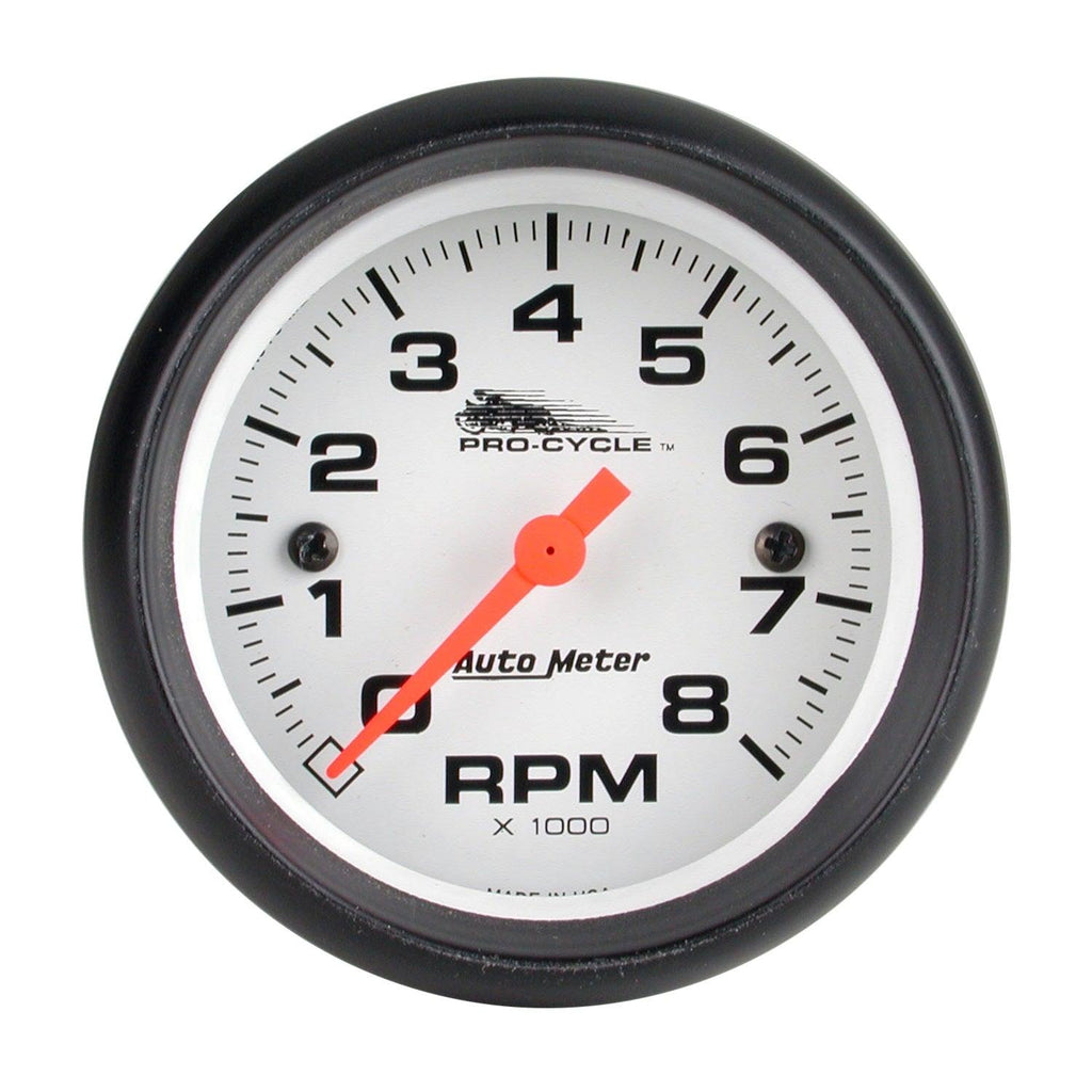 2-5/8 in. TACHOMETER 0-8000 RPM WHITE PRO-CYCLE - greatparts