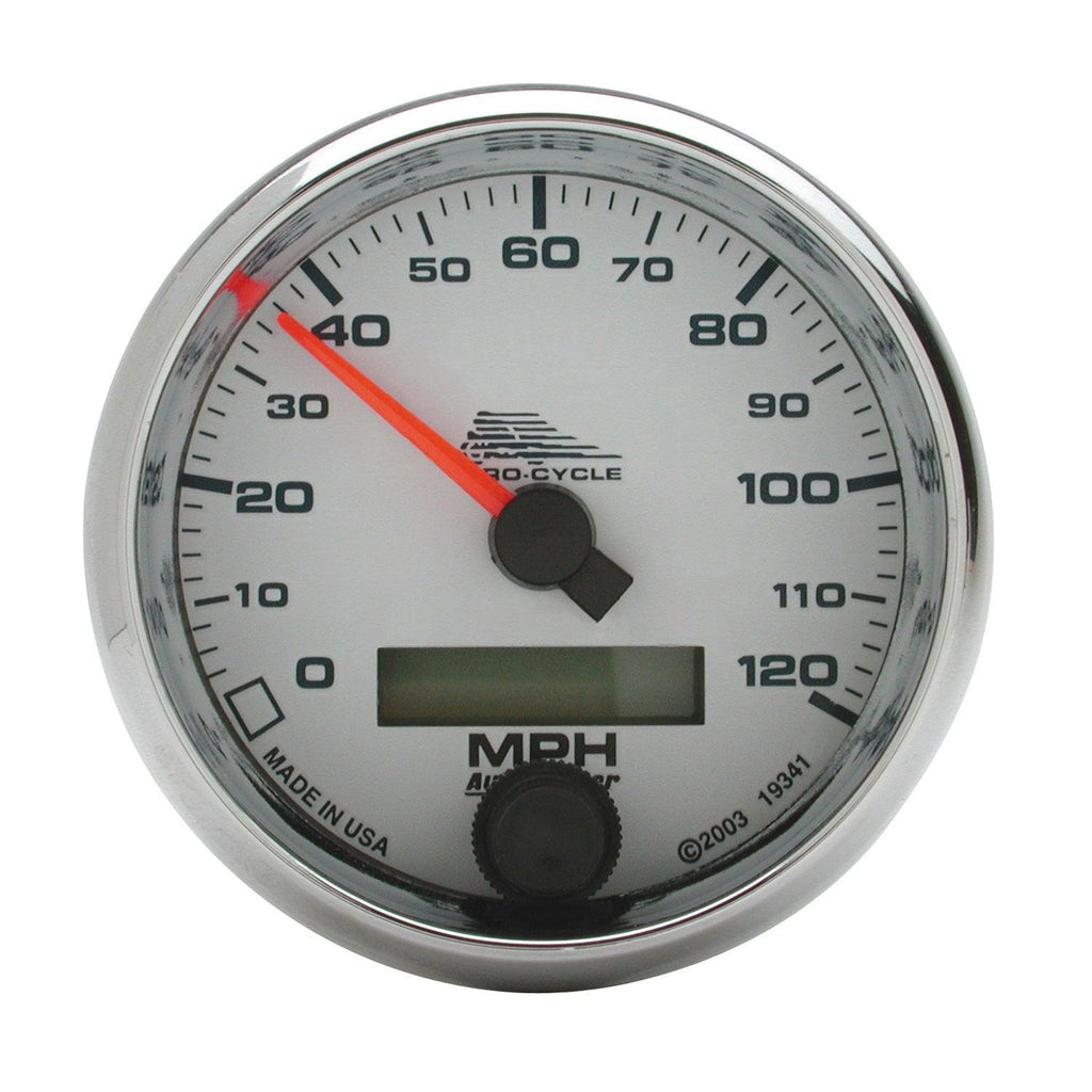 2-5/8 in. SPEEDOMETER 0-120 MPH WHITE PRO-CYCLE - greatparts