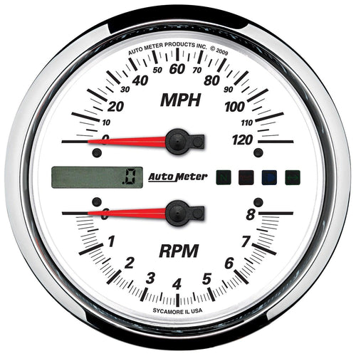 5 in. DIRECT FIT TACHOMETER/SPEEDOMETER COMBO 8K RPM/120 MPH WHITE PRO-CYCLE - greatparts