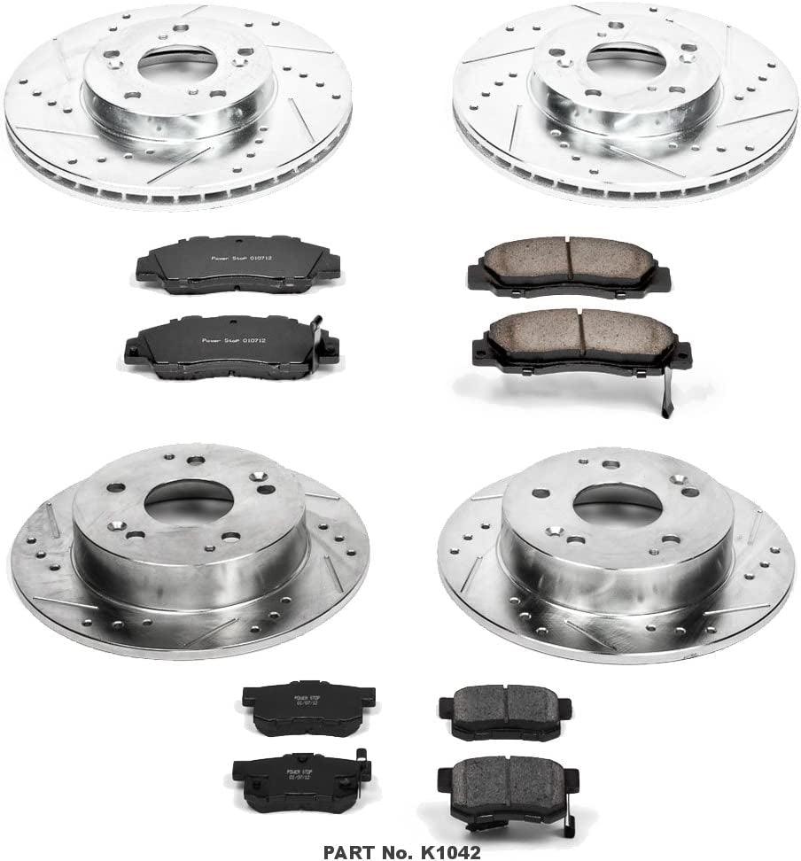K1042 Front and Rear Z23 Carbon Fiber Brake Pads with Drilled & Slotted Brake Rotors Kit