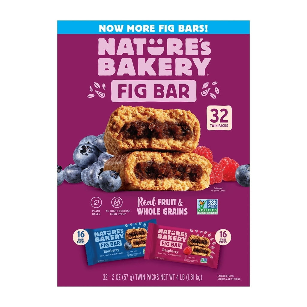 Natures Bakery Fig Bars Variety Pack Blueberry and Raspberry 2 Ounce (32 Count)