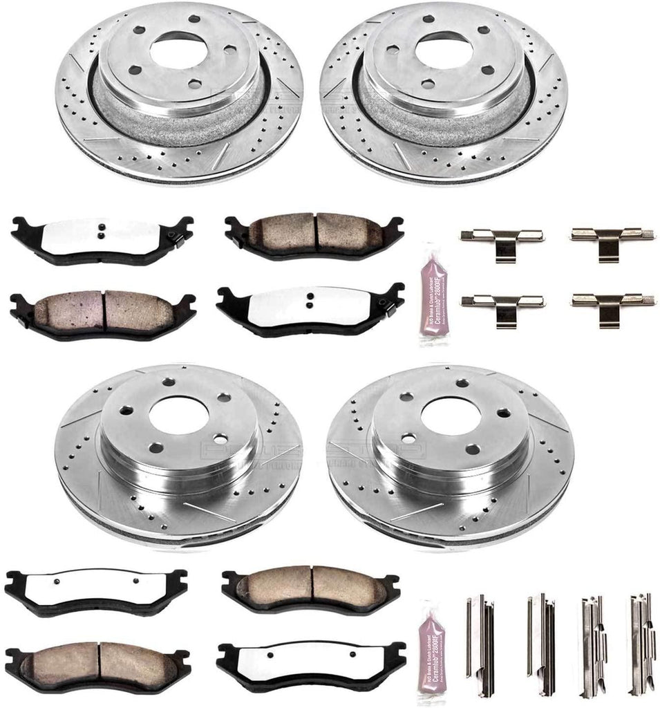 K2168-36 Front and Rear Z36 Truck & Tow Brake Kit, Carbon Fiber Ceramic Brake Pads and Drilled/Slotted Brake Rotors