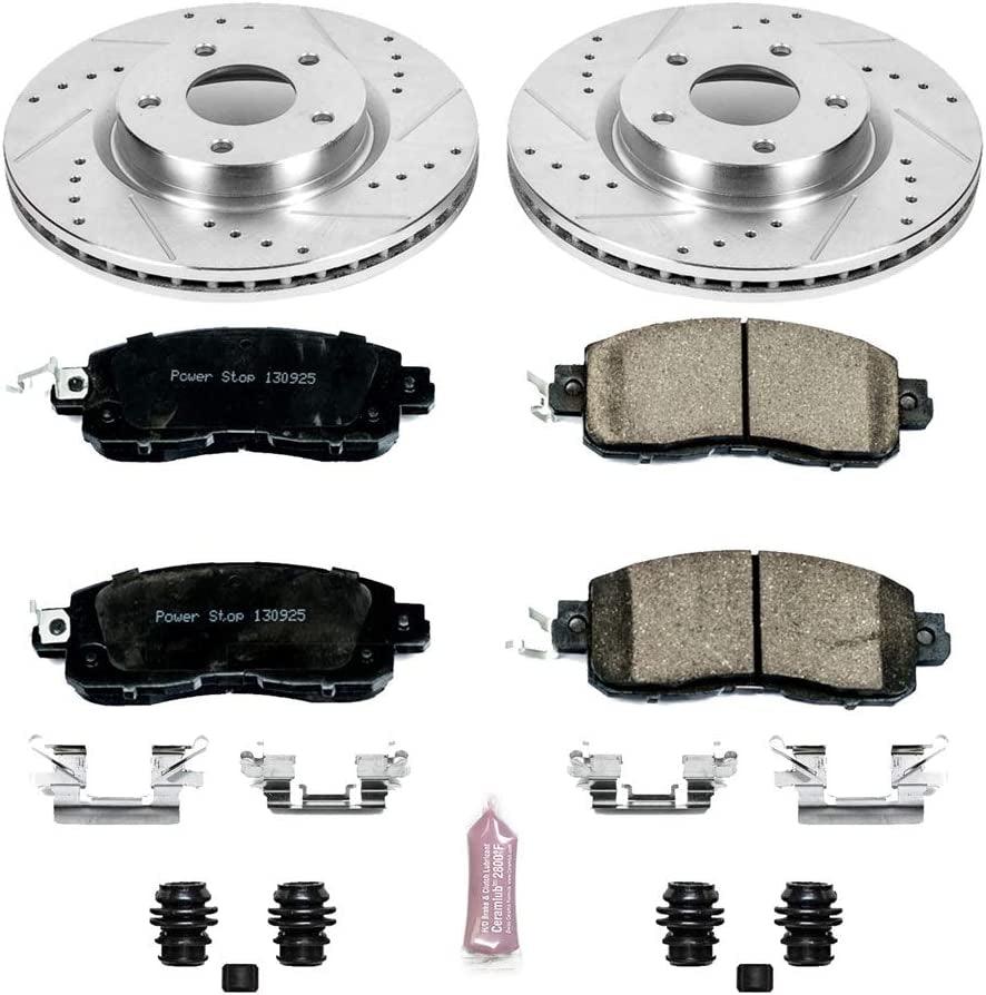 K6494 Front Z23 Carbon Fiber Brake Pads with Drilled & Slotted Brake Rotors Kit