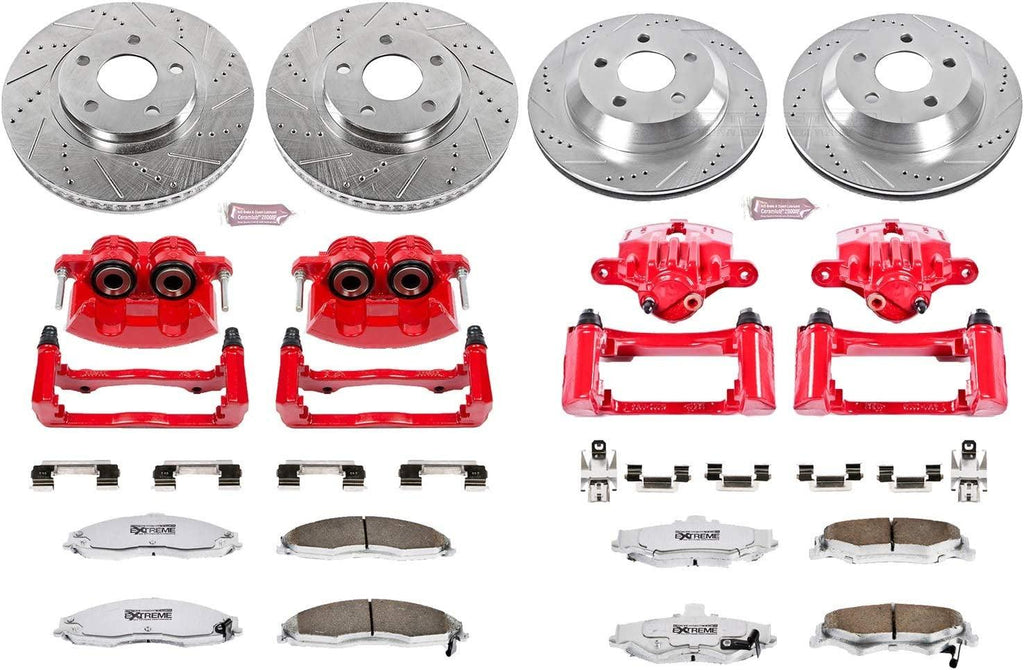 KC1548-26 Z36 Truck & Tow Front and Rear Caliper Kit-Drilled/Slotted Brake Rotors, Carbon-Fiber Ceramic Brake Pads, Calipers