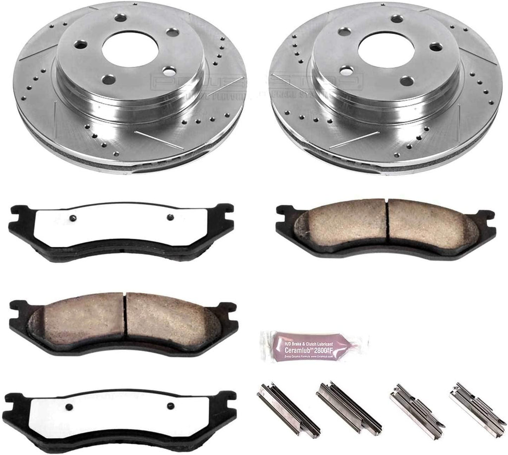Power Stop K2167-36 Front Z36 Truck & Tow Brake Kit, Carbon Fiber Ceramic Brake Pads and Drilled/Slotted Brake Rotors