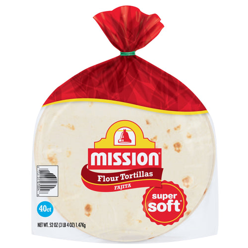 Mission Super Soft Flour Tortillas, Fajita Size, 40 Count