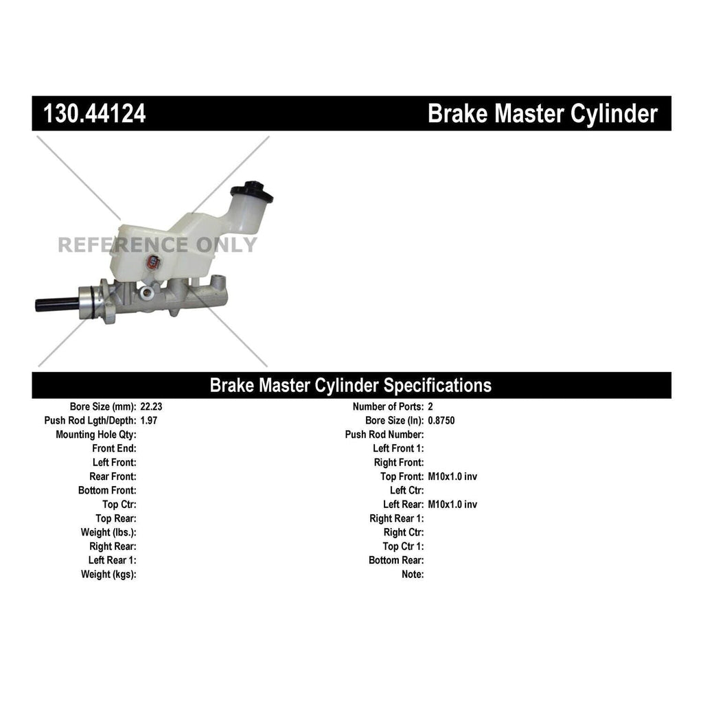 Centric Brake Master Cylinder for Vibe, Corolla, Matrix 130.44124