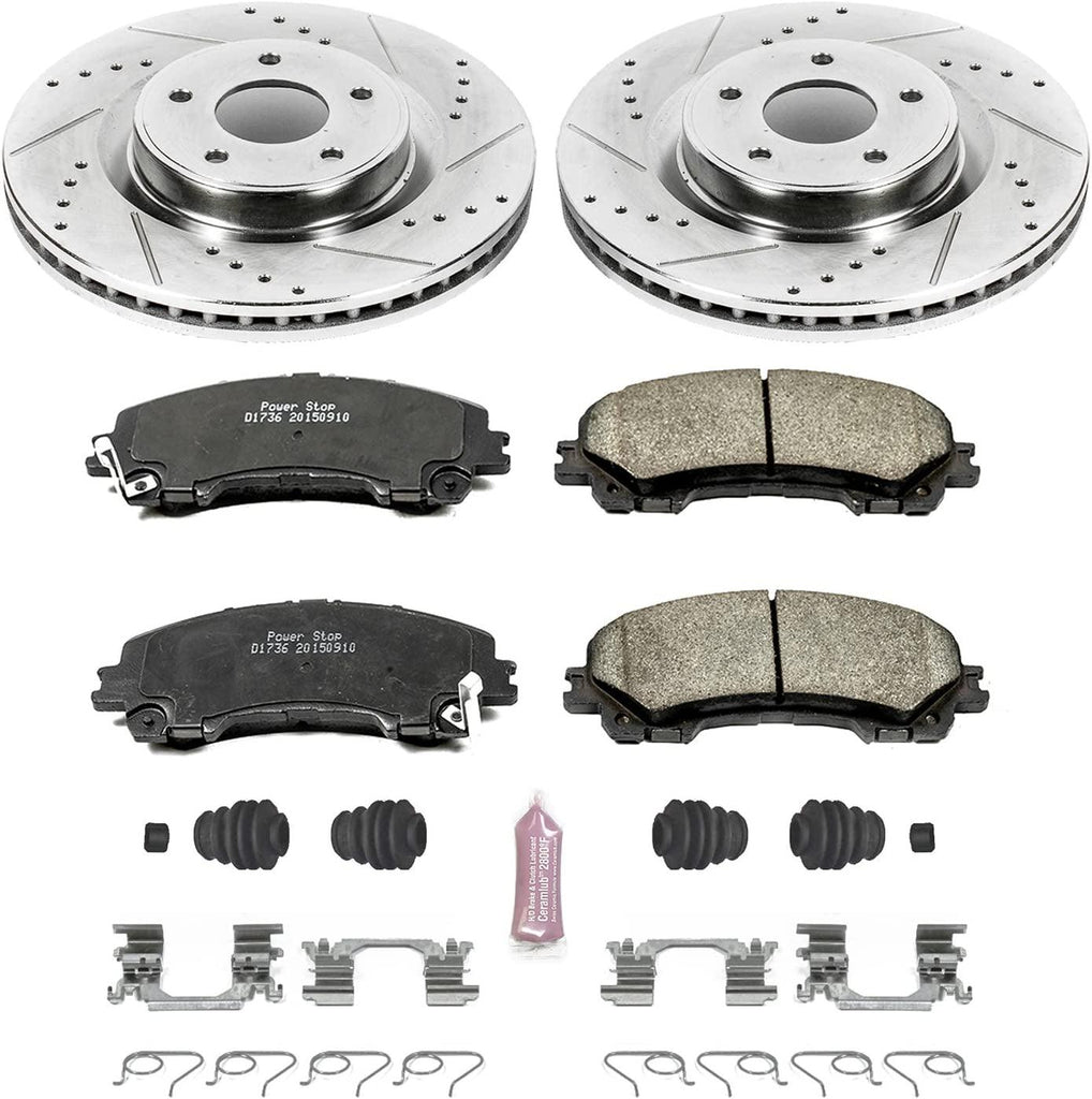 K6944 Front Z23 Carbon Fiber Brake Pads with Drilled & Slotted Brake Rotors Kit