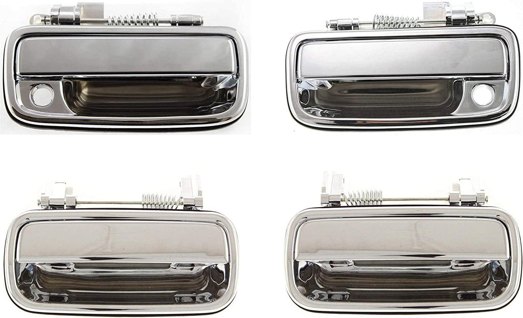 Front and Rear Exterior Door Handle Set of 4 Compatible with 2001-2004 Toyota Tacoma Chrome Driver and Passenger Side