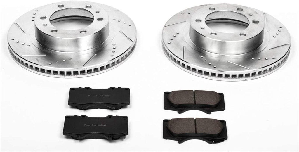 K137 Front Brake Kit with Drilled/Slotted Brake Rotors and Z23 Evolution Ceramic Brake Pads