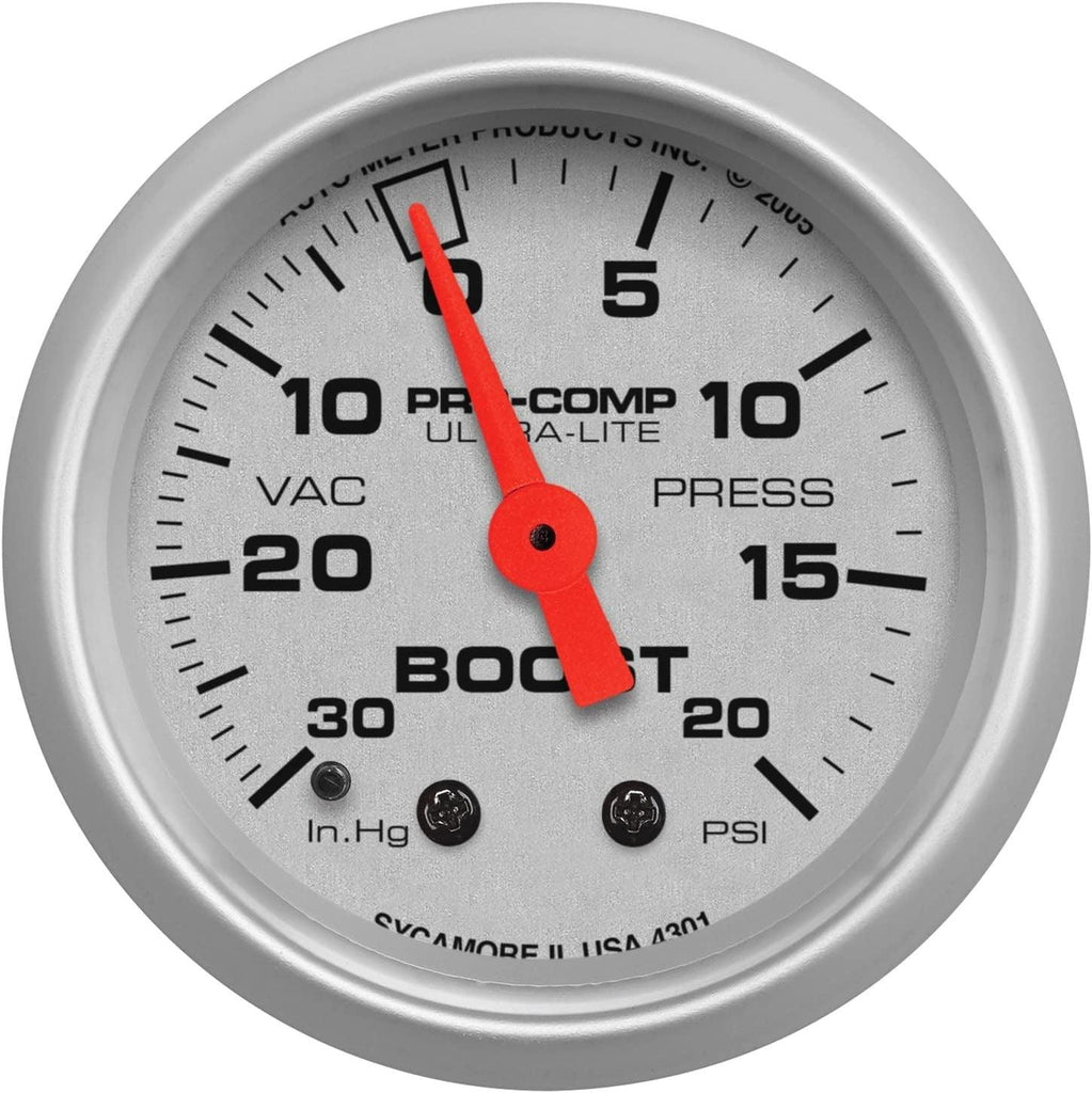 4301 Ultra-Lite Mechanical Boost/Vacuum Gauge 2.3125 In.