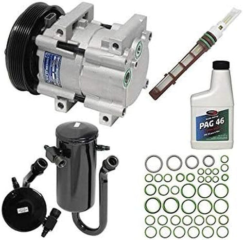 A/C Compressor Kit - Compatible with 1990-1993 Ford F-150 4.9L 6-Cylinder VIN Y (With Factory Installed A/C and Red Fixed Orifice)