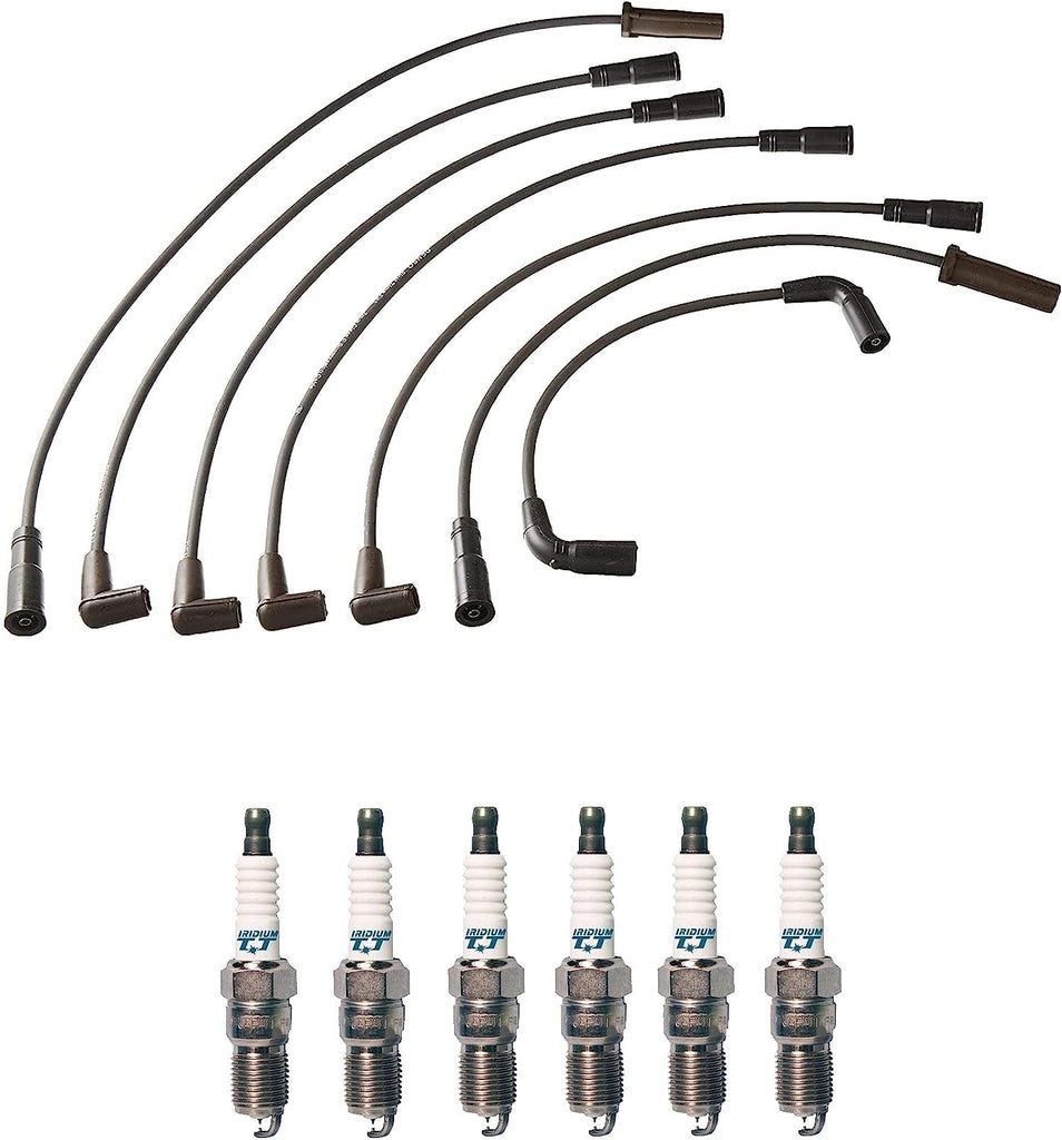 Denso Wire Set 7Mm and 6 Iridium TT Spark Plugs 0.04 Kit for Chevy GMC 4.3L V6 Naturally Aspirated