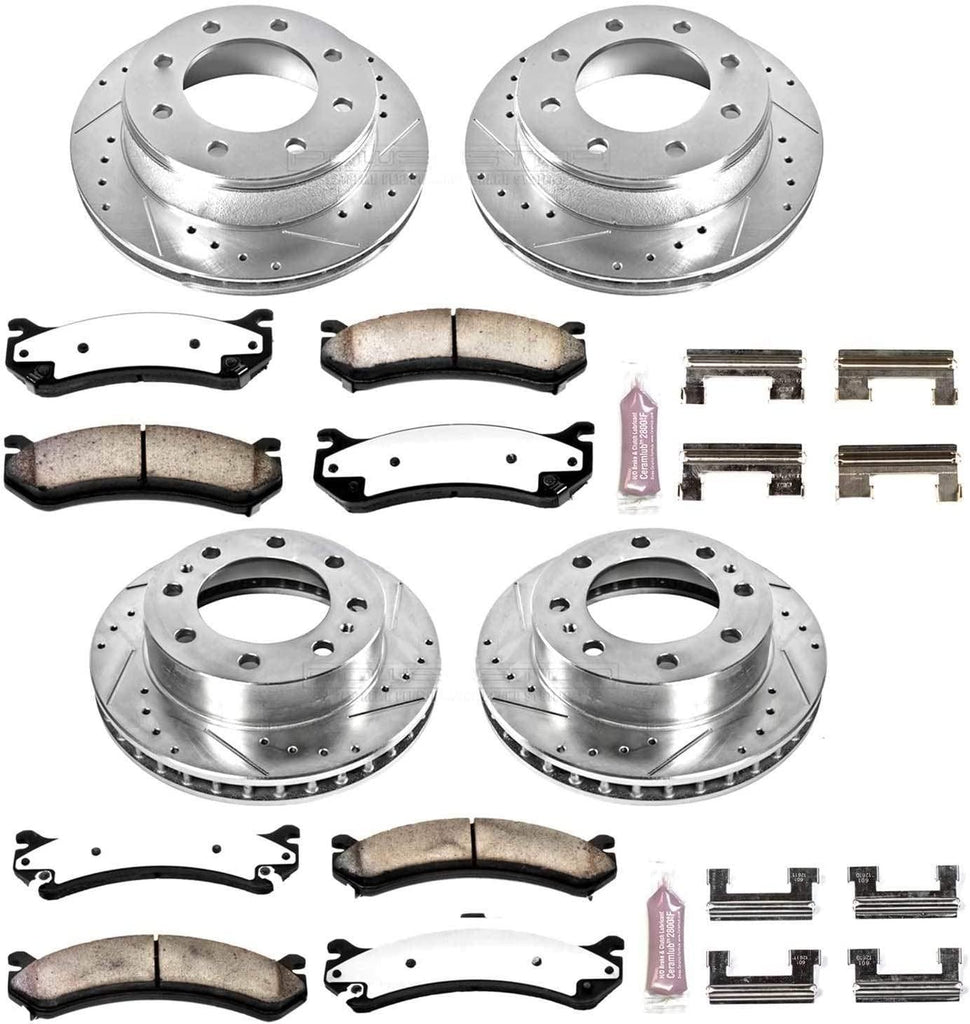 K2023-36 Front and Rear Z36 Truck & Tow Brake Kit, Carbon Fiber Ceramic Brake Pads and Drilled/Slotted Brake Rotors