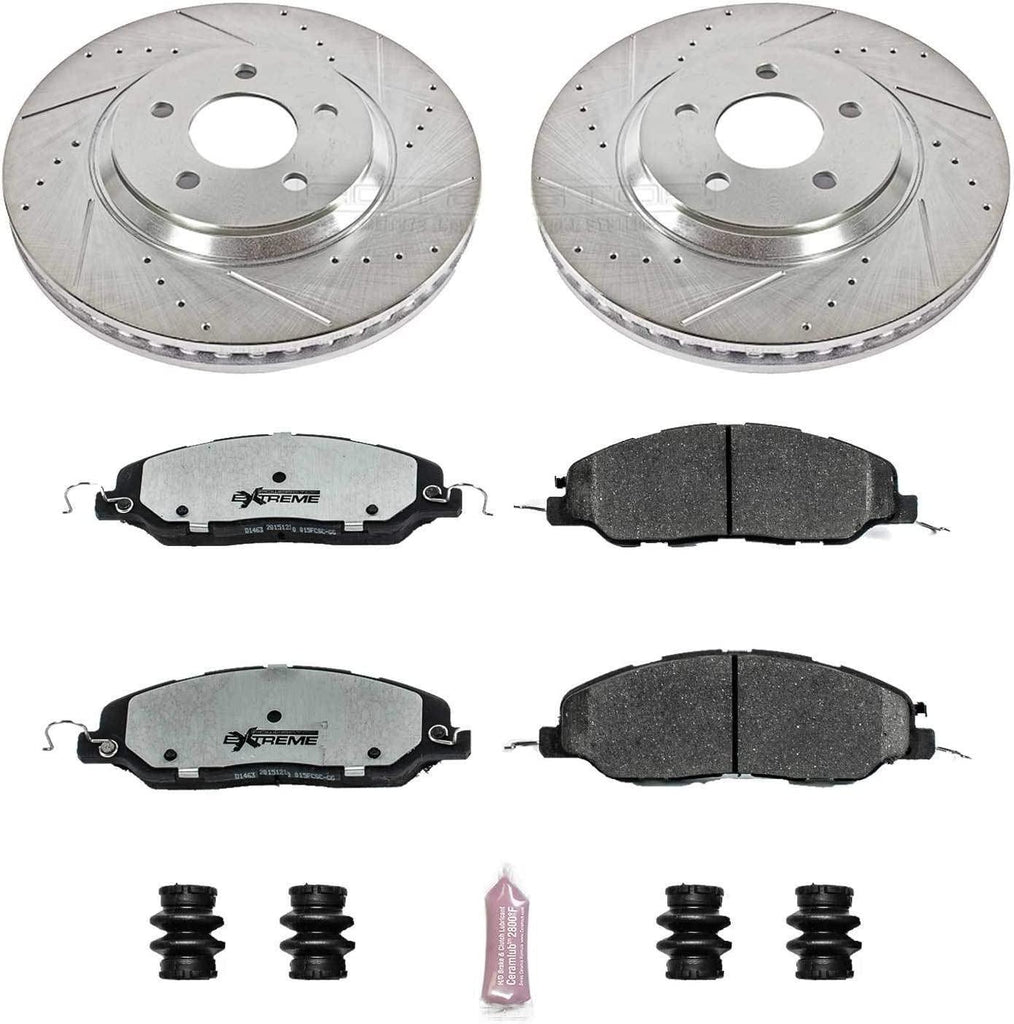 K5407-26 Front Z26 Carbon Fiber Brake Pads with Drilled & Slotted Brake Rotors Kit