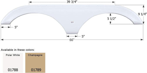 ICON 01788 Tandem Axle Fender Skirt FS1788 for Dutchmen - Polar White