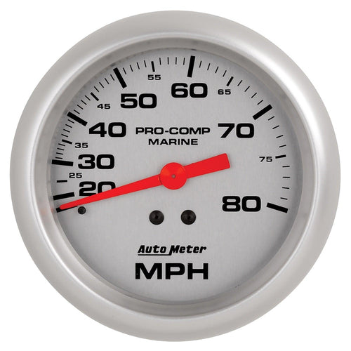 3-3/8 in. MECHANICAL SPEEDOMETER 0-80 MPH MARINE SILVER ULTRA-LITE - greatparts