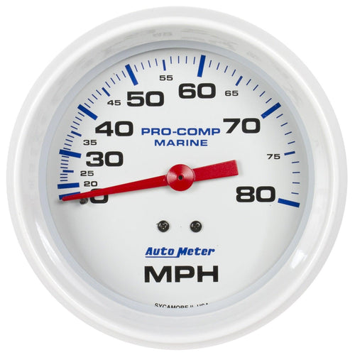 3-3/8 in. MECHANICAL SPEEDOMETER 0-80 MPH MARINE WHITE - greatparts