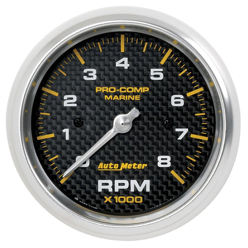 3-3/8 in. IN-DASH TACHOMETER 0-8000 RPM MARINE CARBON FIBER - greatparts
