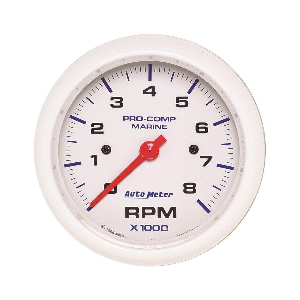 3-3/8 in. IN-DASH TACHOMETER 0-8000 RPM MARINE WHITE - greatparts