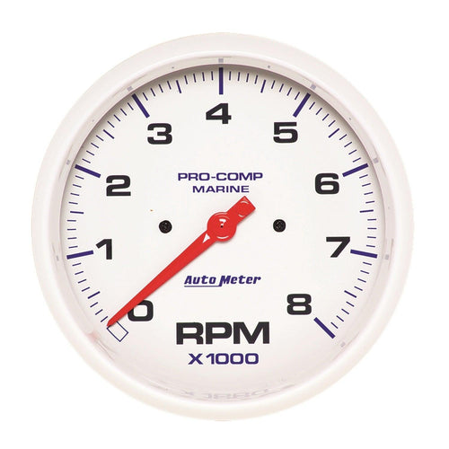 5 in. IN-DASH TACHOMETER 0-8000 RPM MARINE WHITE - greatparts