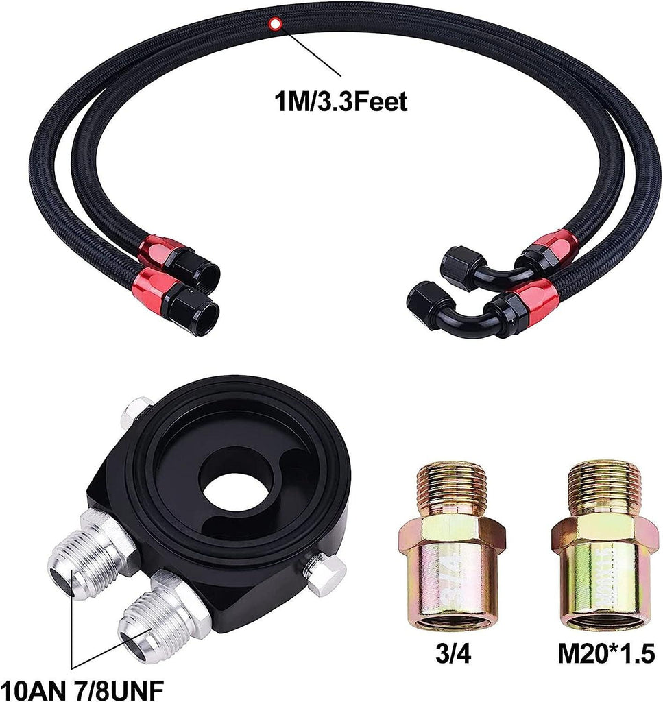 EVIL ENERGY 16 Row Oil Cooler Kit, 10AN Stacked Plate Transmission Engine Cooler Universal Aluminium Black