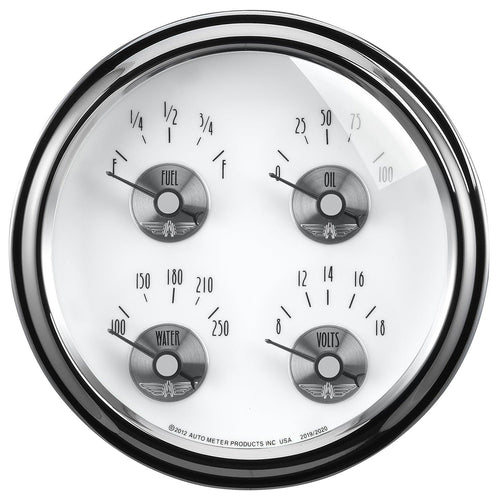 5 in. QUAD GAUGE 100 PSI/100-250 Fahrenheit/8-18V/0-90 O PRESTIGE PEARL - greatparts