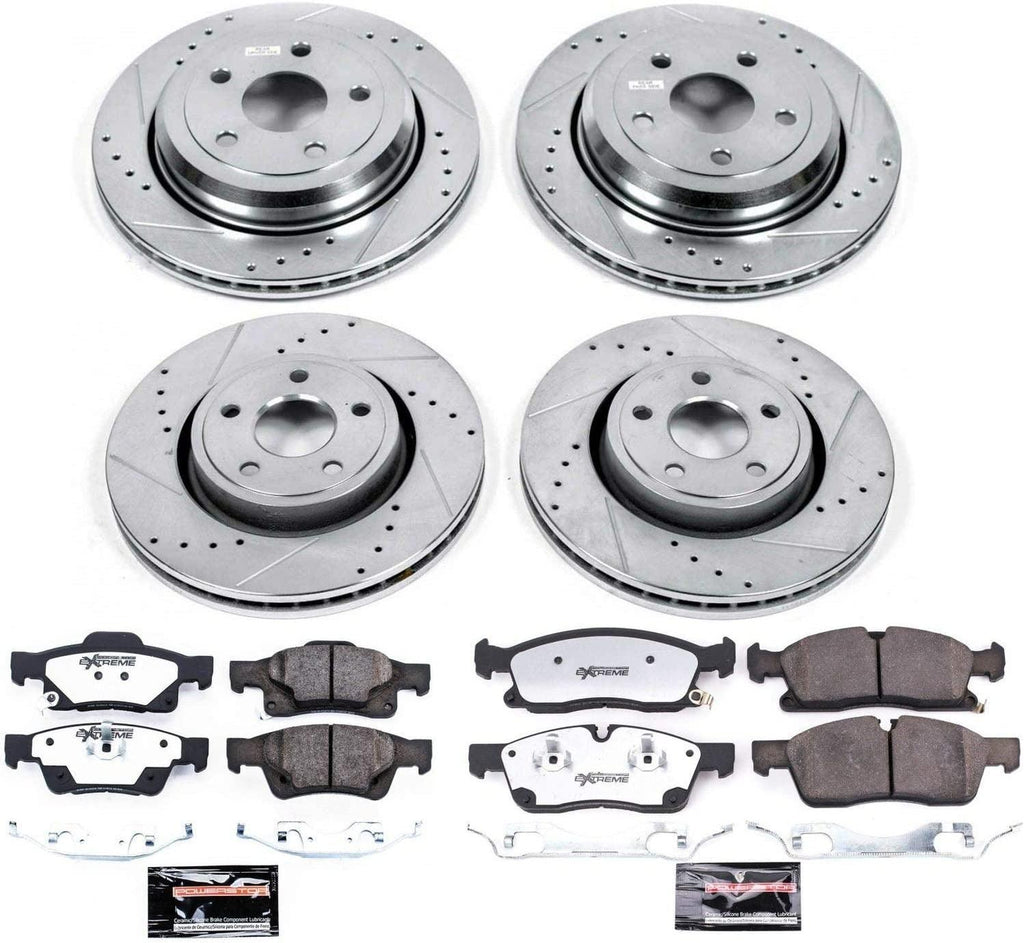 K7136-36 Front and Rear Z36 Truck & Tow Brake Kit, Carbon Fiber Ceramic Brake Pads and Drilled/Slotted Brake Rotors