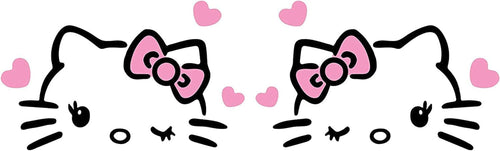 Hello Kitty with Hearts Rearview Mirror Sticker Vinyl Decal for Bumper & Car Window Sticker for Cars, Laptops, Macbook Trucks and More - Colour - Black N Pink - Size - 4.4