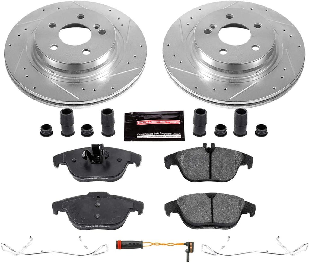K5626 Rear Z23 Carbon Fiber Brake Pads with Drilled & Slotted Brake Rotors Kit