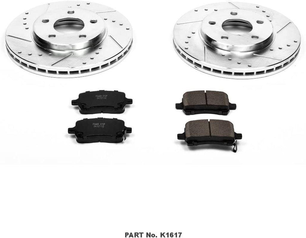 K1617 Front Z23 Carbon Fiber Brake Pads with Drilled & Slotted Brake Rotors Kit