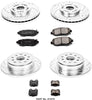 K1079 Front and Rear Z23 Carbon Fiber Brake Pads with Drilled & Slotted Brake Rotors Kit