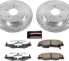 Power Stop K1563-26 Rear Z26 Carbon Fiber Brake Pads with Drilled & Slotted Brake Rotors Kit