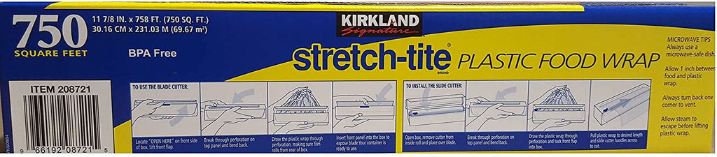 Kirkland Signature Stretch-Tite Plastic Wrap - 11 7/8 x 750 Square Feet - 2 Pack