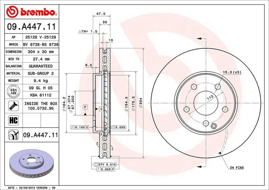 Brembo Front Disc Brake Rotor for E350, E320 (09.A447.11)