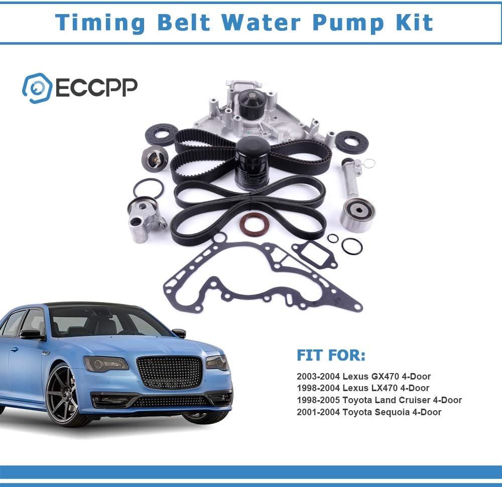 Timing Belt with Water Pump Kit,  Automotive Replacement Timing Kits for 1998-2004 Fit for LEXUS LX470 2002-2004 Fit for TOYOTA Sequoia 4.7L V8 DOHC