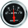 2586 Traditional Chrome Electric Ampmeter Gauge,2.3125 In.
