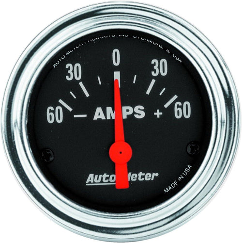 2586 Traditional Chrome Electric Ampmeter Gauge,2.3125 In.