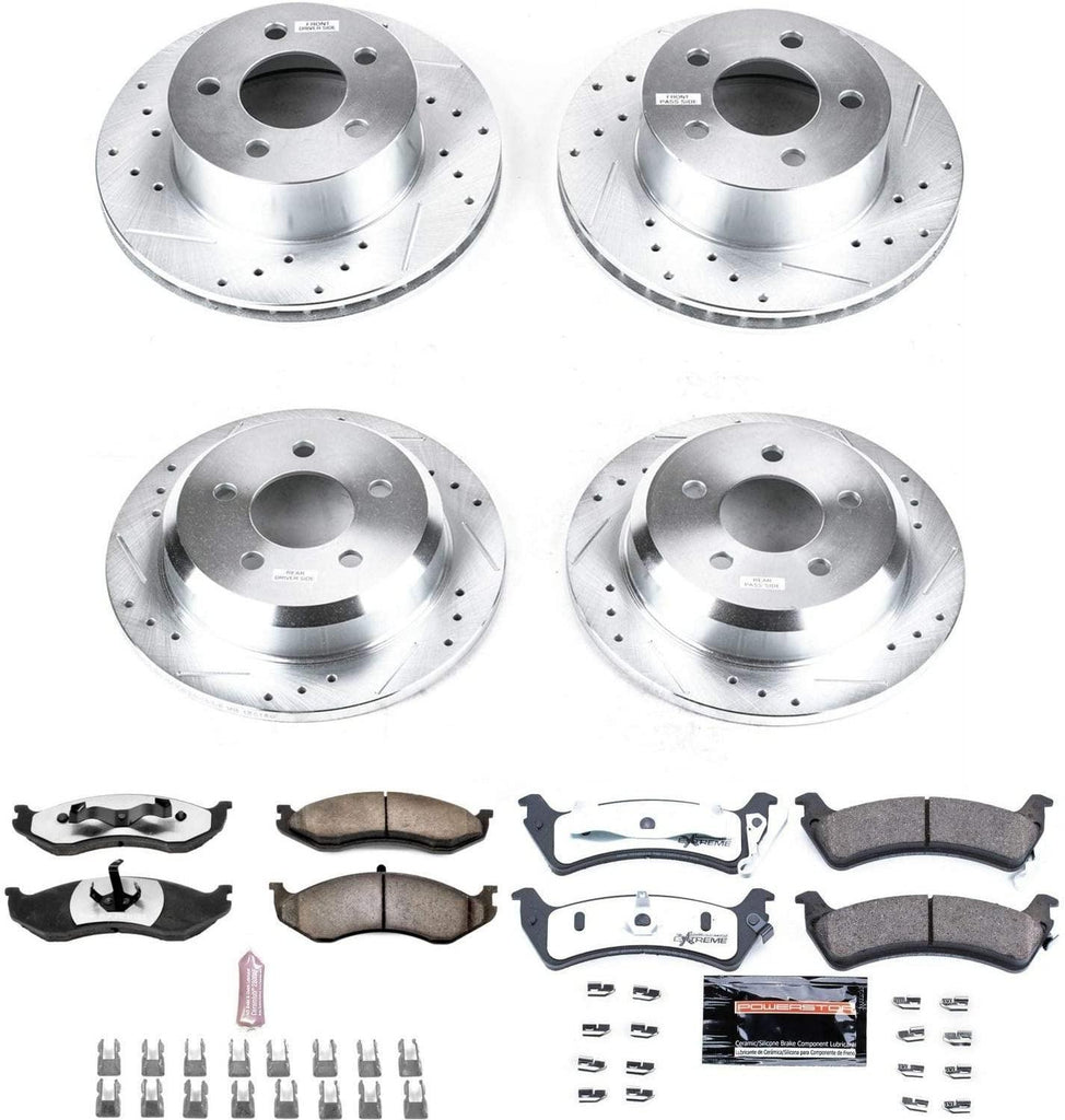 K2121-36 Front and Rear Z36 Truck & Tow Brake Kit, Carbon Fiber Ceramic Brake Pads and Drilled/Slotted Brake Rotors