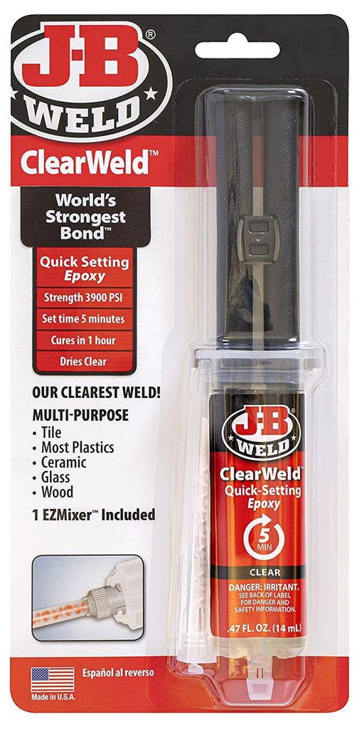 J-B Weld Clearweld 5 Minute Epoxy, Clear, 14Ml W/Static Mixer, (50114H)