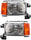 Headlight Assembly Compatible with 1987-1991 Ford F-150 / F-250 / F-350 / Bronco Halogen, with Side Marker Lamp, with Chrome Trim, Set of 2, Driver and Passenger Side