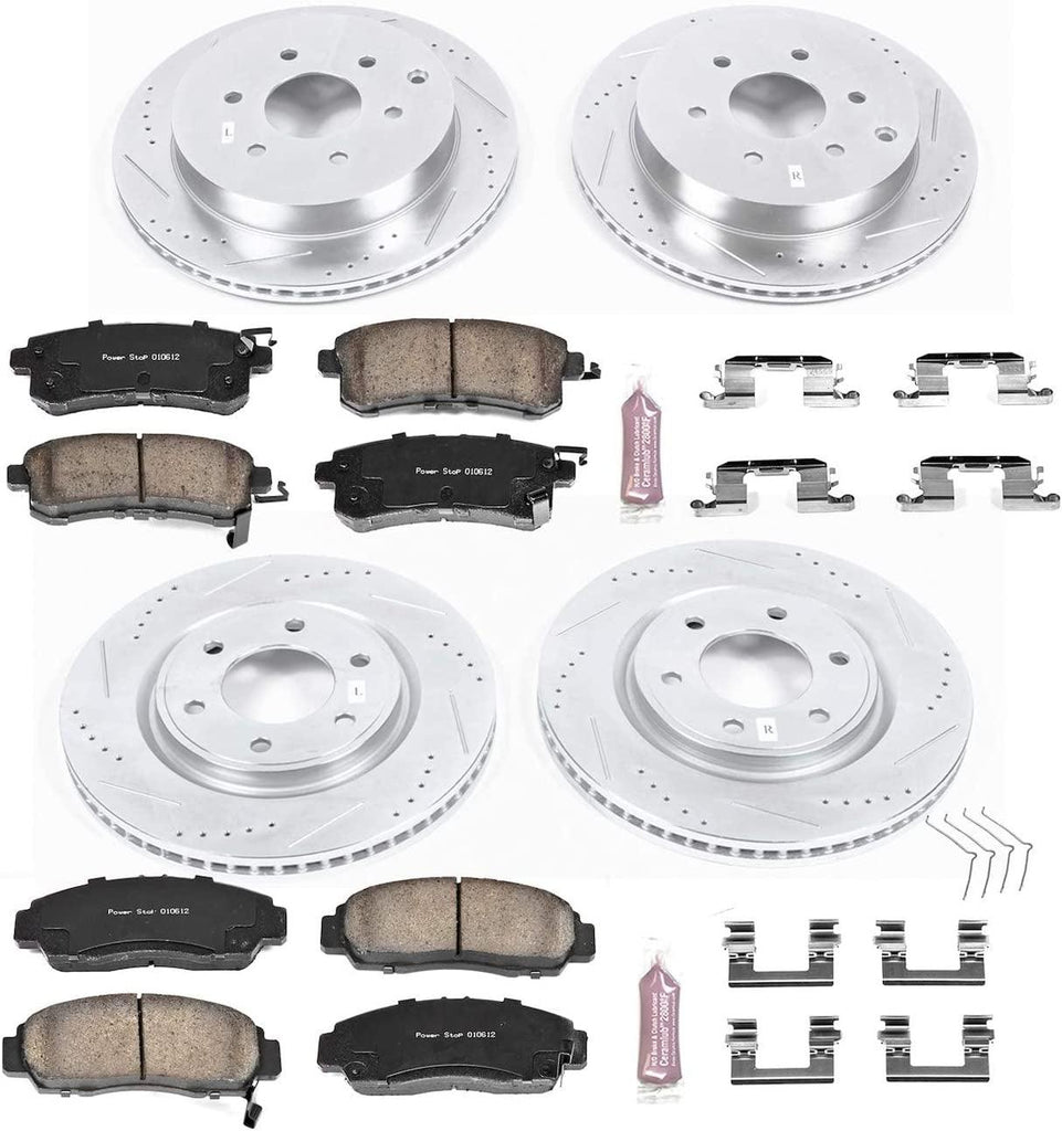 K6322 Front and Rear Z23 Carbon Fiber Brake Pads with Drilled & Slotted Brake Rotors Kit