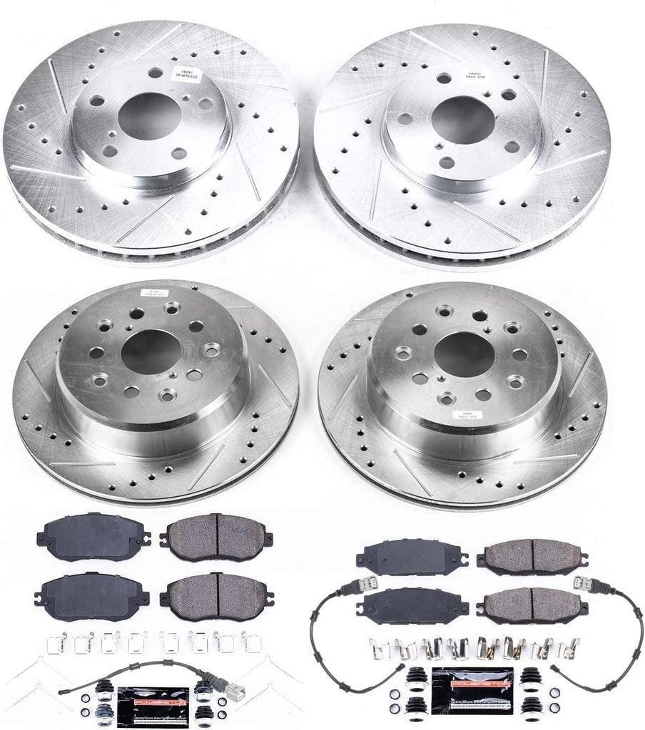 K4335 Front and Rear Z23 Daily Driver Carbon-Fiber Ceramic Brake Pads and Drilled and Slotted Rotors Kit