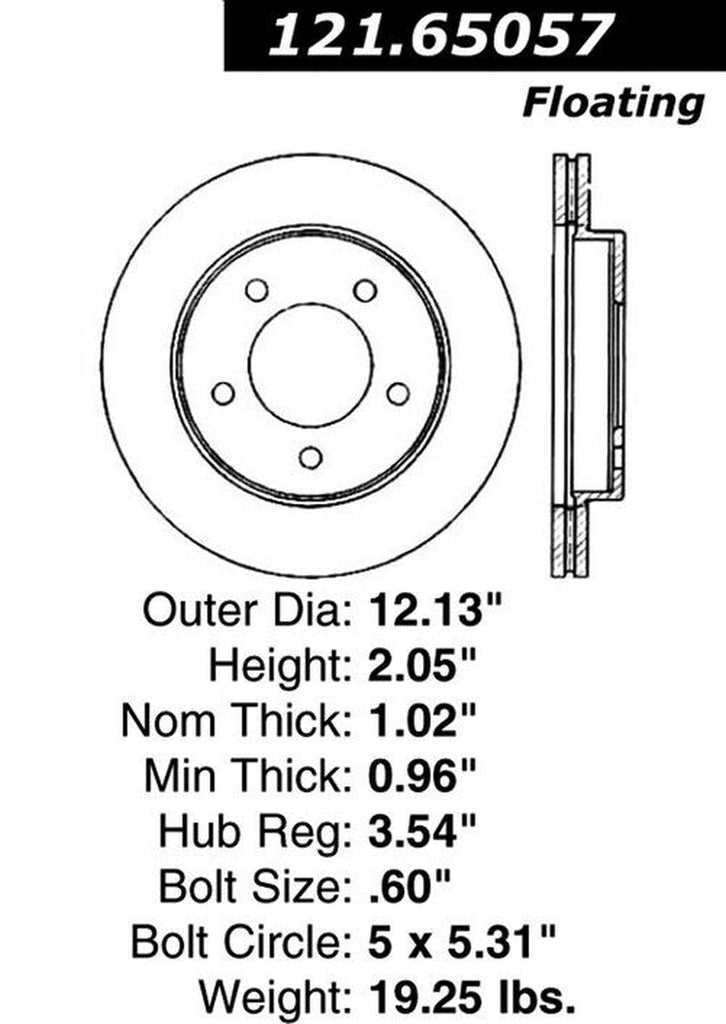 Centric Front Disc Brake Rotor for F-150 Heritage, F-150 (121.65057)