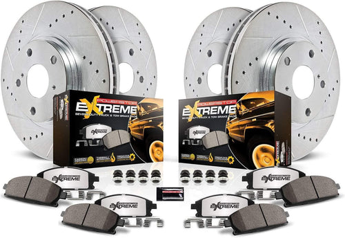 K5577-36 Front and Rear Z36 Truck & Tow Brake Kit, Carbon Fiber Ceramic Brake Pads and Drilled/Slotted Brake Rotors