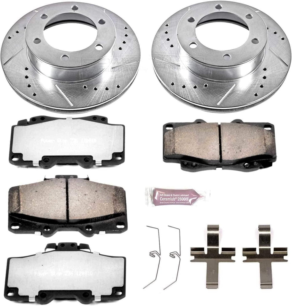 Power Stop K1233-36 Front Z36 Truck & Tow Brake Kit, Carbon Fiber Ceramic Brake Pads and Drilled/Slotted Brake Rotors