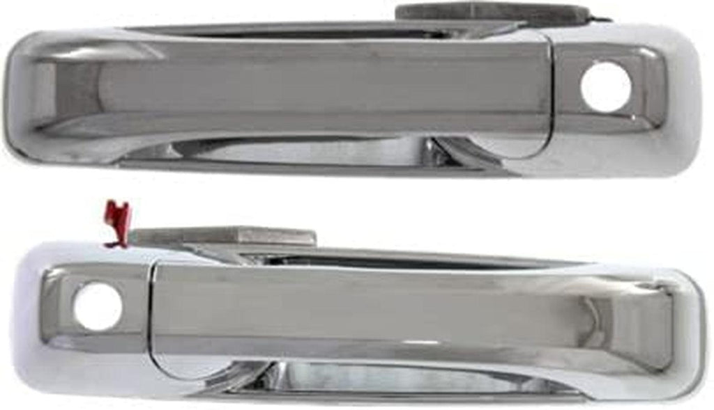 Front Exterior Door Handle Compatible with 2009-2010 Dodge Ram 1500 and 2010 Dodge Ram 2500 / Ram 3500 All Chrome, with Keyhole, Set of 2, Driver and Passenger Side